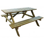 ΤΕ-800 τραπέζι ΠΙΚ ΝΙΚ με πάγκους ξύλινο ΕΜΠΟΤΙΣΜΟΥ ΦΥΣΙΚΟ, 150x150xH75 