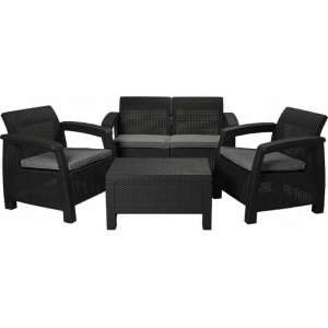 NOVARA σετ κήπου polypropylene ΑΝΘΡΑΚΙ, Π75x70x79 / Κ128x70x79 / Τ77x57x42