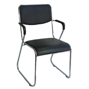 116 πολυθρόνα επισκέπτη δερματίνη ΜΑΥΡΗ, 54x52xΗ77