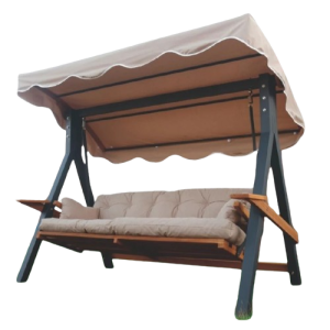 ATLANTIC-SWING κούνια αλουμίνιο-ξύλο 2-θέσεων ΑΝΘΡΑΚΙ, 205x140xH210