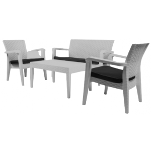 ALASKA-SET σετ κήπου polypropylene ΛΕΥΚΟ, 71x60x81+127x60x81+90x55x45