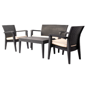 ALASKA-SET σετ κήπου polypropylene ΑΝΘΡΑΚΙ, 71x60x81+127x60x81+90x55x45