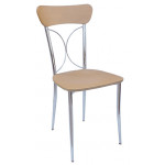 AMOSA καρέκλα μεταλλική χρωμίου με πλάτη ξύλο ΦΥΣΙΚΟ κάθισμα ΞΥΛΟ, 40x45x85