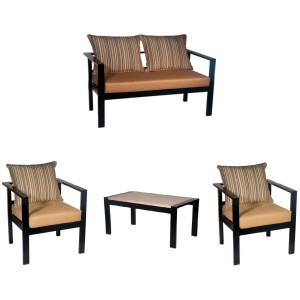 ΑΤΛΑΣ-ΣΕΤ κήπου μεταλλικό με μαξιλάρια ΧΡΩΜΑ ΕΠΙΛΟΓΗΣ, Κ130x65xH65 Π70x65xH65 / T70x50xH45