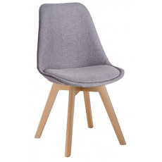 BERG-FA-WOOD καρέκλα ξύλινη με ταπετσαρία ύφασμα ΓΚΡΙ, 49x53x82