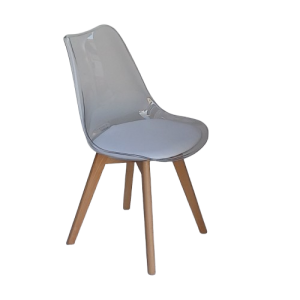 BERG-PL-W καρέκλα βάση ξύλο δερματίνη ΛΕΥΚΗ plexiglass ΔΙΑΦΑΝΗ / 52x49x82