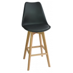 BERG-STOOL σκαμπό ψηλό ξύλο pp ΜΑΥΡΗ, 49x54xH106/76