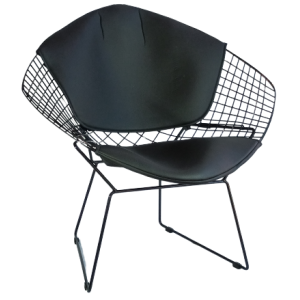 BERTOYA-ARMS πολυθρόνα μεταλλική ΜΑΥΡΗ με ΜΑΞΙΛΑΡΙ, 82x66x82
