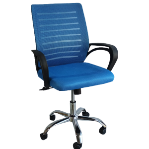 BY-017-2 πολυθρόνα γραφείου ύφασμα mesh ΜΠΛΕ, 63x50x87/97