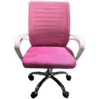 BY-017-2 πολυθρόνα γραφείου σκελετός πλαστικός ΛΕΥΚΟΣ ύφασμα mesh ΡΟΖ / 63x50x87-97