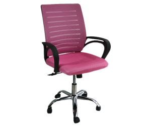 BY-017-2 πολυθρόνα γραφείου ύφασμα  mesh ΡΟΖ, 63x50x87/97
