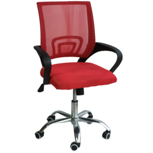 BY-017 πολυθρόνα γραφείου ύφασμα mesh ΚΟΚΚΙΝΗ, 57x55x86/96