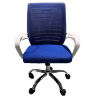 BY-017-2 πολυθρόνα γραφείου σκελετός πλαστικός ΛΕΥΚΟΣ ύφασμα mesh ΜΠΛΕ / 63x50x87-97