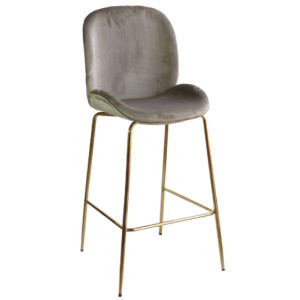 CAROL-ST σκαμπό ψηλό μεταλλικό ΧΡΥΣΟ ταπετσαρία ύφασμα ΓΚΡΙ, 49x55x120