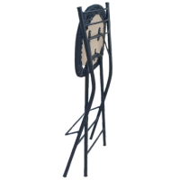 CLEOPATRA σκαμπό ψηλό μεταλλικό ΜΑΥΡΟ με κάθισμα ΔΕΡΜΑΤΙΝΗ ΜΑΥΡΗ / 38x43xH89