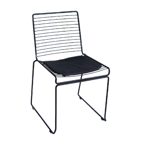 COSTAL καρέκλα εξοπλισμού μεταλλική ΜΑΥΡΗ μαξιλάρι ΜΑΥΡΟ, 47x55xH79