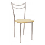 DANIELA καρέκλα μεταλλική χρωμίου με ταπετσαρία δερματίνη ΕΚΡΟΥ, 40x47x85