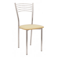 DANIELA καρέκλα μεταλλική χρωμίου με ταπετσαρία δερματίνη ΕΚΡΟΥ, 40x47x85