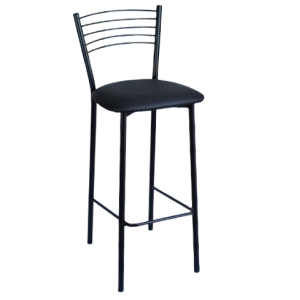 DANIELA-STOOL-B σκαμπό ψηλό μεταλλικό ΜΑΥΡΟ κάθισμα ΔΕΡΜΑΤΙΝΗ ΜΑΥΡΗ, 42x48xH106