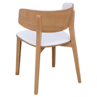 DREAM-3 καρέκλα τραπεζαρίας ξύλο ΦΥΣΙΚΟ με δερματίνη ΛΕΥΚΗ / 49x47xH76