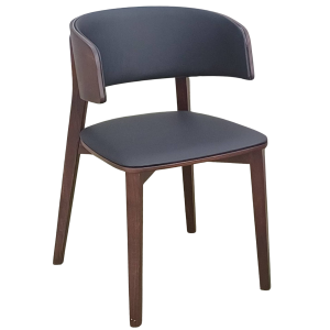 DREAM-3 καρέκλα τραπεζαρίας ξύλο ΚΑΡΥΔΙ με δερματίνη ΜΑΥΡΗ / 49x47xH76