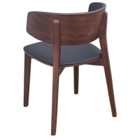 DREAM-3 καρέκλα τραπεζαρίας ξύλο ΚΑΡΥΔΙ με δερματίνη ΜΑΥΡΗ / 49x47xH76