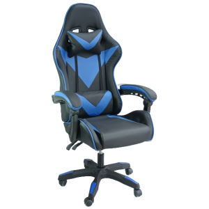 G-2 πολυθρόνα γραφείου δερματίνη ΜΑΥΡΗ-ΜΠΛΕ, 67x60x122/132