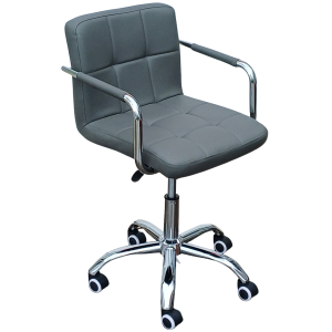 GLITER καρέκλα γραφείου με μπράτσα ΔΕΡΜΑΤΙΝΗ ΓΚΡΙ / 52x51xΗ75-87