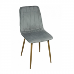 GOVU καρέκλα μεταλλική ΞΥΛΟ ΦΥΣΙΚΟ με ταπετσαρία ύφασμα ΓΚΡΙ, 42x48x86