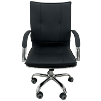 HC-B22 πολυθρόνα γραφείου χαμηλή πλάτη δερματίνη ΜΑΥΡΗ / 66x57xΗ91-101