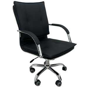 HC-B22 πολυθρόνα γραφείου χαμηλή πλάτη δερματίνη ΜΑΥΡΗ / 66x57xΗ91-101