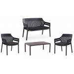 HILTON-SET κήπου σετ polypropylene ΑΝΘΡΑΚΙ, κ119x67xH82 / π70x66xH82 / τ97x60xH40