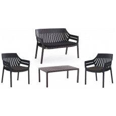 HILTON-SET κήπου σετ polypropylene ΑΝΘΡΑΚΙ, κ119x67xH82 / π70x66xH82 / τ97x60xH40