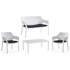 HILTON-SET κήπου σετ polypropylene ΛΕΥΚΟ, κ119x67xH82 / π70x66xH82 / τ97x60xH40 HILTON-SET κήπου σετ polypropylene ΛΕΥΚΟ, κ119x67xH82 / π70x66xH82 / τ97x60xH40