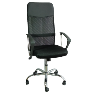 HC-B17 πολυθρόνα γραφείου ύφασμα mesh ΜΑΥΡΗ, 59x51x107/117