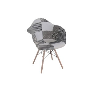 KEAMES-ARMS-PA-W πολυθρόνα ξύλο-μέταλλο patch ΛΕΥΚΟ-ΜΑΥΡΟ, 97x67x63