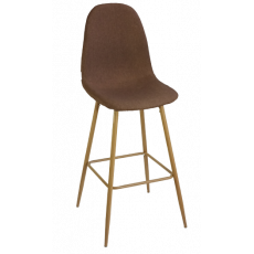 LINA-STOOL σκαμπό ψηλό μεταλλικό ΞΥΛΟ ύφασμα ΚΑΦΕ, 44x50x116