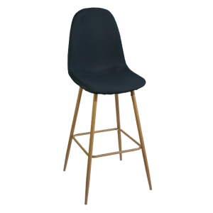LINA-STOOL σκαμπό ψηλό μεταλλικό ΞΥΛΟ ύφασμα ΜΑΥΡΟ, 44x50x116