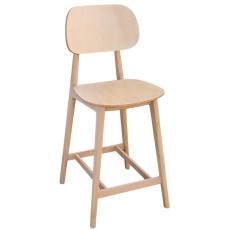 LUNA-1-ST σκαμπό ψηλό με πλάτη ξύλινο ΦΥΣΙΚΟ / 44x48xH104