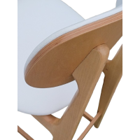 LUNA-3-ST σκαμπό ψηλό με πλάτη ξύλo ΦΥΣΙΚΟ κάθισμα δερματίνη ΛΕΥΚΗ / 44x48xH112