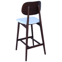 LUNA-3-ST σκαμπό ψηλό με πλάτη ξύλo ΚΑΡΥΔΙ κάθισμα δερματίνη ΛΕΥΚΗ / 44x48xH112