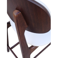 LUNA-3-ST σκαμπό ψηλό με πλάτη ξύλo ΚΑΡΥΔΙ κάθισμα δερματίνη ΛΕΥΚΗ / 44x48xH112