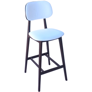 LUNA-3-ST σκαμπό ψηλό με πλάτη ξύλo ΚΑΡΥΔΙ κάθισμα δερματίνη ΛΕΥΚΗ / 44x48xH112