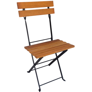 LYNX καρέκλα κήπου μεταλλική ΜΑΥΡΗ με ξύλο ΚΕΡΑΣΙ / 50x46xH97