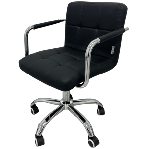 MC-022 πολυθρόνα γραφείου με μπράτσα ΔΕΡΜΑΤΙΝΗ ΜΑΥΡΗ / 53x47x81-91