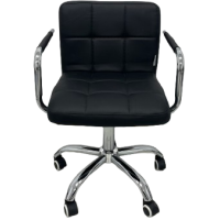 MC-022 πολυθρόνα γραφείου με μπράτσα ΔΕΡΜΑΤΙΝΗ ΜΑΥΡΗ / 53x47x81-91