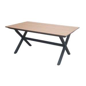 MEDITERRANEO-T τραπέζι κήπου αλουμινίου ΑΝΘΡΑΚΙ polywood TEAK, 92x160xh75 