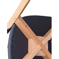 MEGAN-2 καρέκλα ξύλινη τραπεζαρίας σε χρώμα ΦΥΣΙΚΟ & κάθισμα ΔΕΡΜΑΤΙΝΗ ΜΑΥΡΗ / 50x47xH77