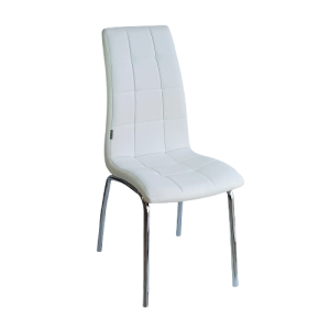MELVA καρέκλα χρωμίου ντυμένη με ταπετσαρία δερματίνη ΛΕΥΚΗ / 41x55x99