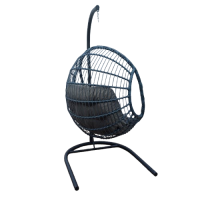 NARA κούνια μεταλλική wicker ΓΚΡΙ, Φ105xΗ130